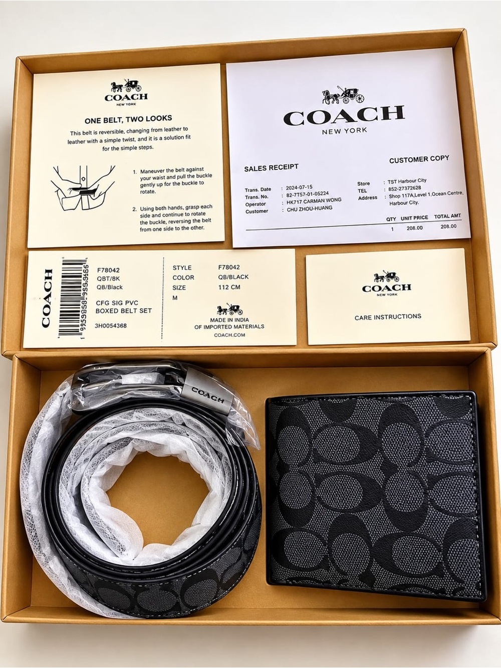 Coach Men’s Signature Reversible Belt & Wallet Gift Set — Black